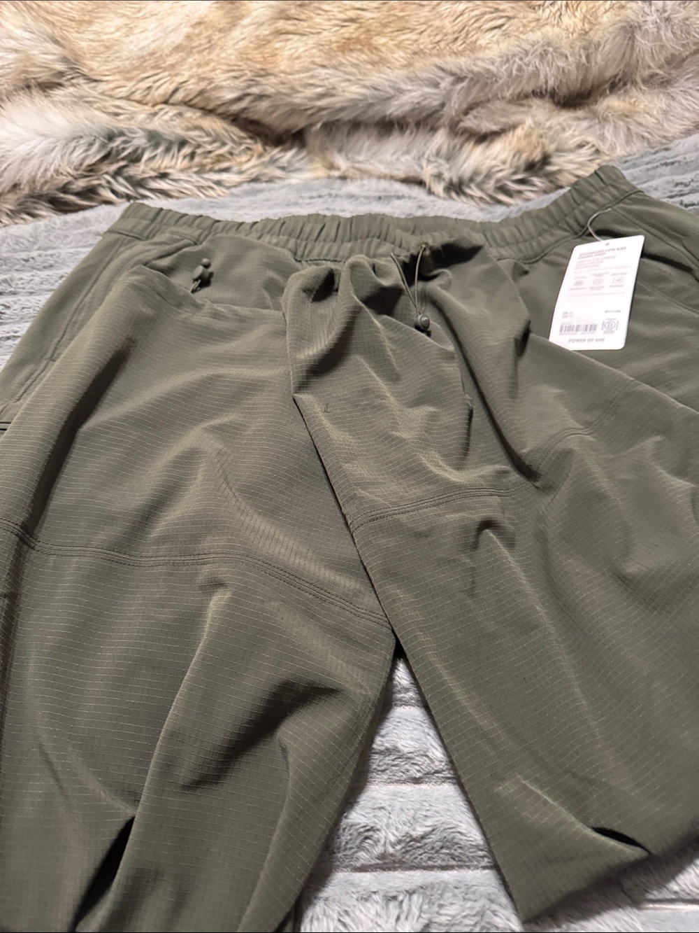 Athleta Olive Ribbed Track Pants with Elastic Waist - Picture 2 of 5
